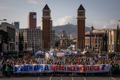 Demostración para el derecho al espacio vital los sábados los sábados los sábados pasados ​​en Barcelona como parte de una llamada estatal.