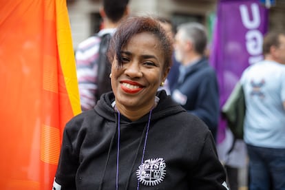Mari Moreno, en la manifestación de Barcelona.