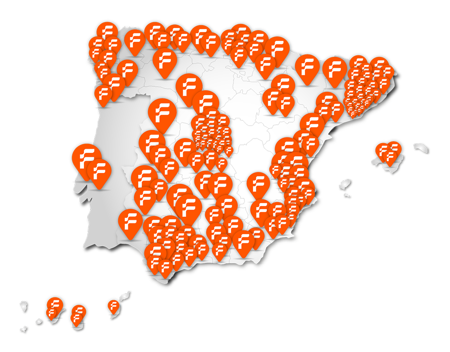 Mapa de Flexicar en la Península y archipiélagos