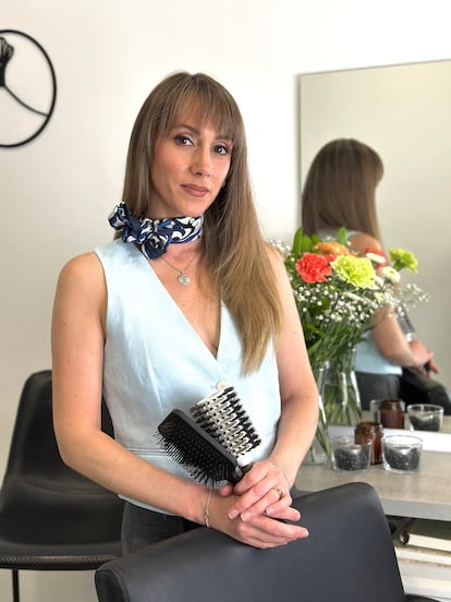Diana Tarasiuk, en su peluquería en Burgos, en una imagen cedida.