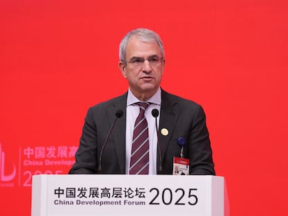 El exconsejero delegado de Nestlé, Laurent Freixe, durante su intervención en el Foro de Desarrollo de China celebrado el pasado mes de marzo. 