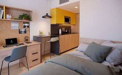 Habitación de la residencia Sants Badal Barcelona, de Livensa Living.