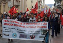 Organizaciones marcharon en el centro de Cuenca en contra de la eliminación del subsidio al diésel y en defensa de Quimsacocha | Política | Noticias