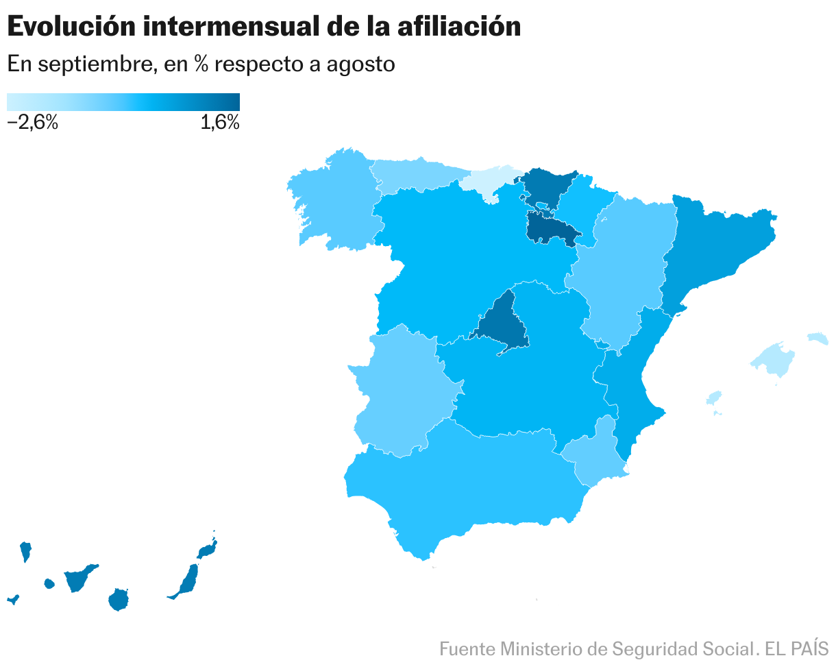 Evolución intermensual de la afiliación (Mapa coroplético)