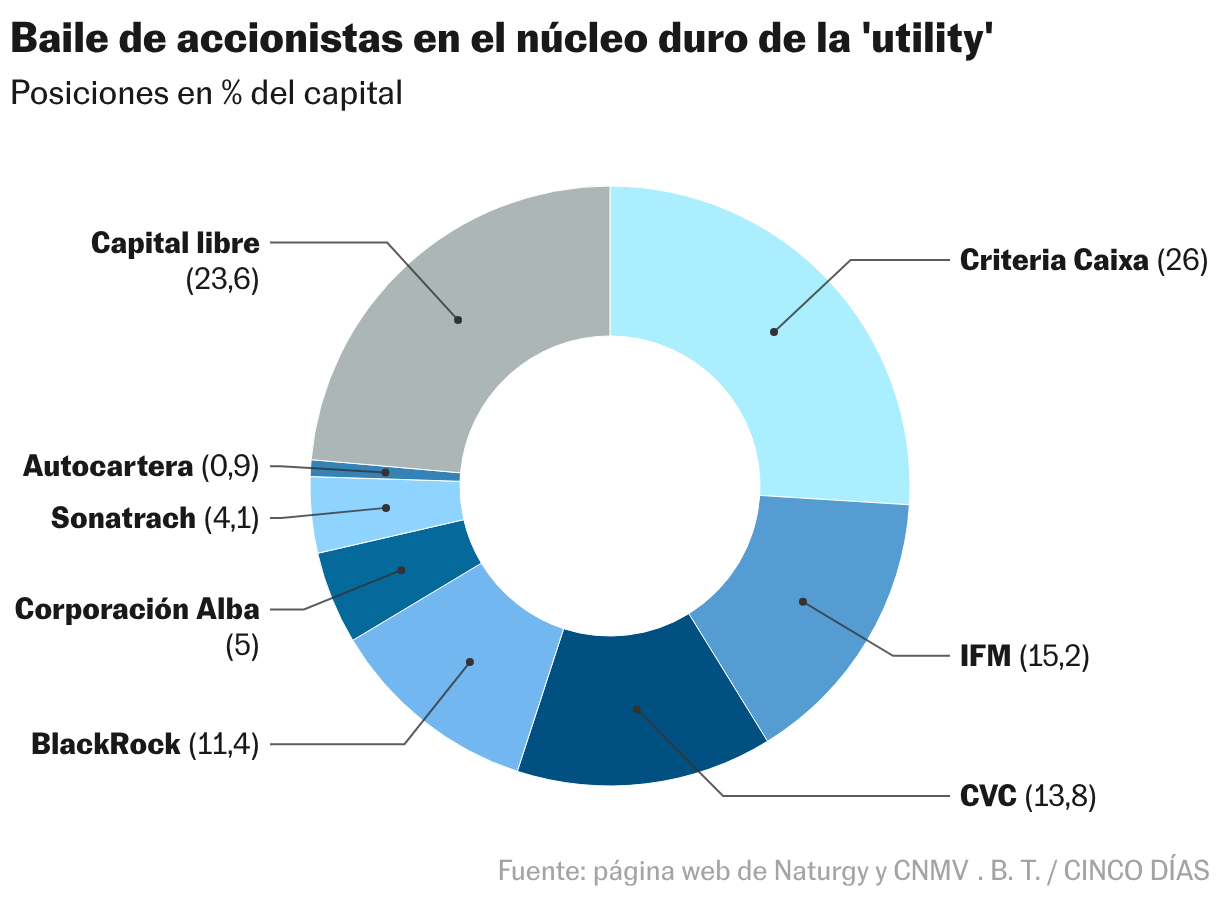 Baile de accionistas en el núcleo duro de la 'utility' (Gráfico de anillo)