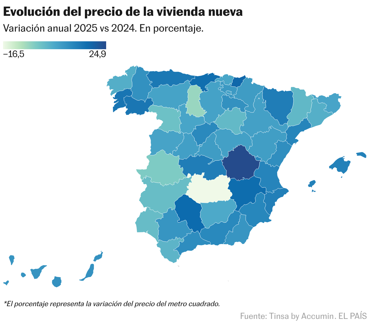 Evolución del precio de la vivienda nueva (Mapa coroplético)