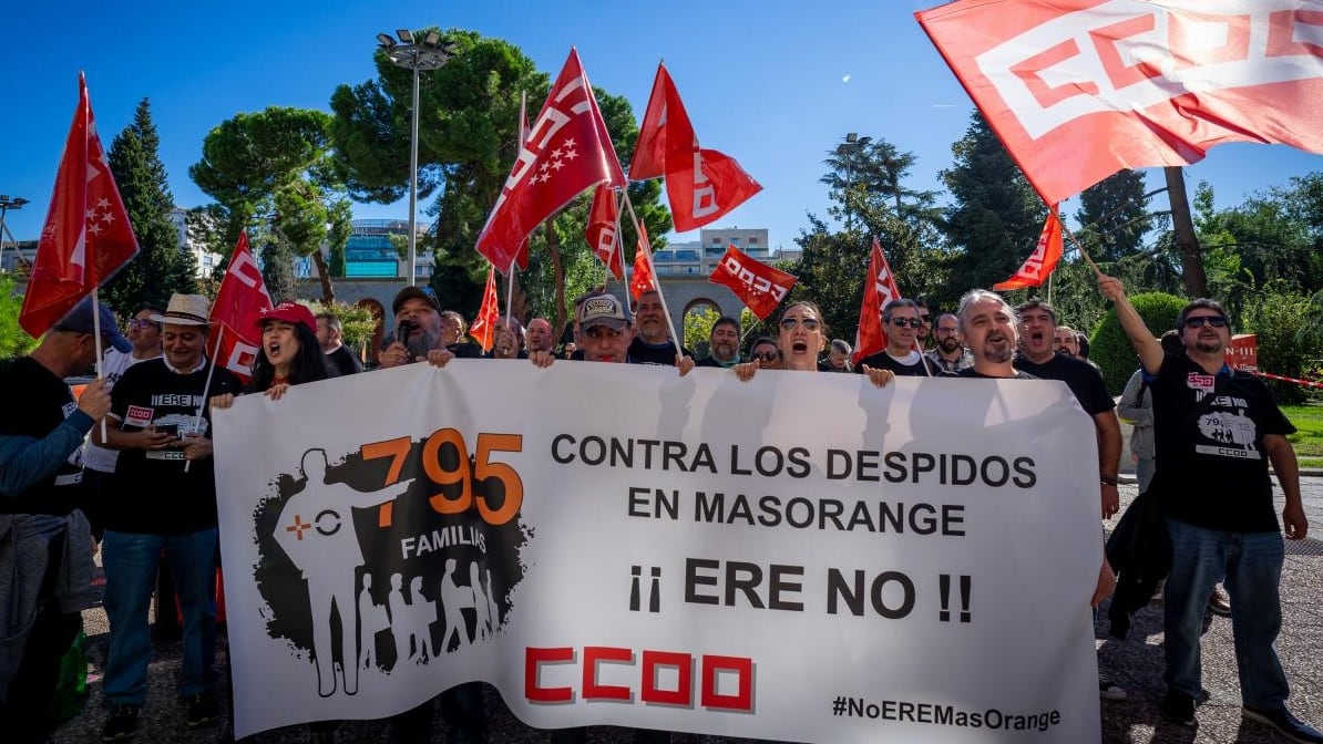 Manifestación de CC OO contra el ERE de Masorange.