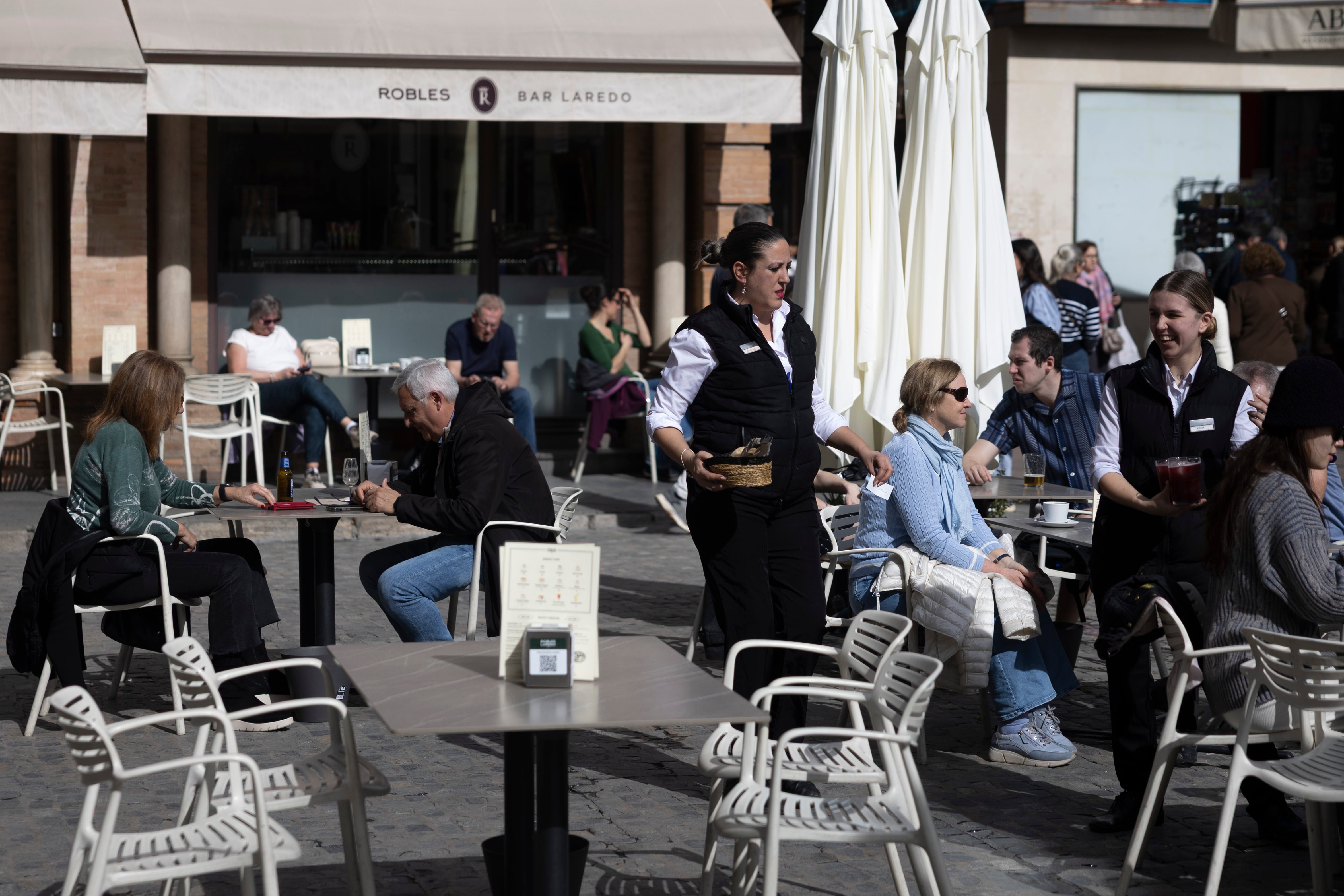 Una terraza de Sevilla, en febrero de 2026.