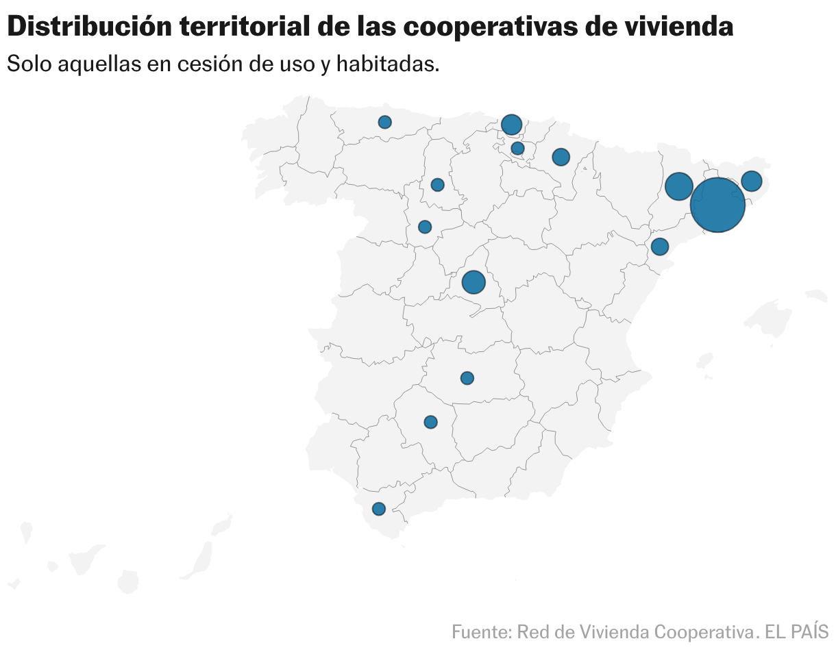Distribución territorial de las cooperativas de vivienda (Mapa del símbolo)
