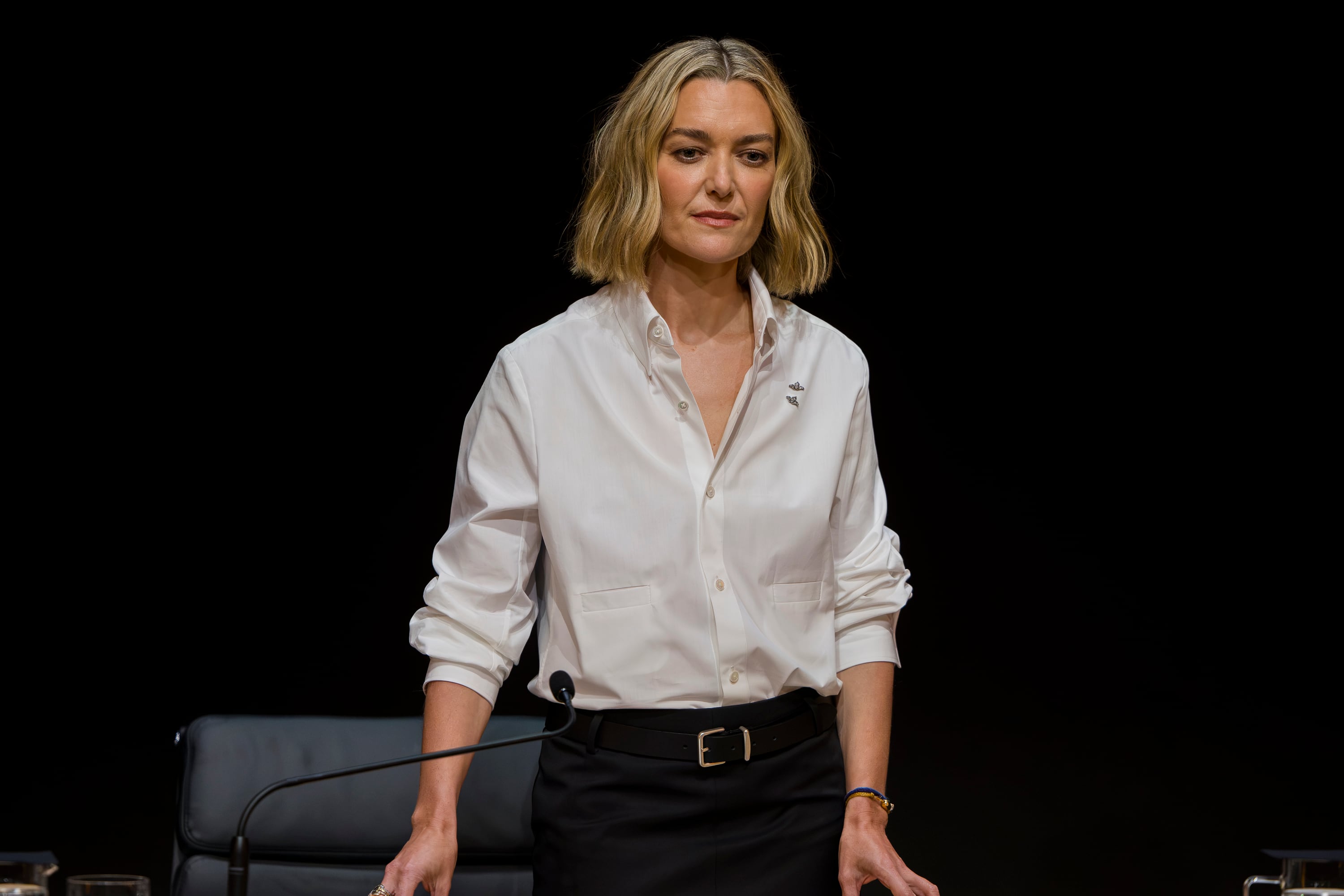 La presidenta de Inditex, Marta Ortega, durante la celebración de junta general de accionistas del grupo celebrada este martes en la sede del grupo en Arteixo (A Coruña).